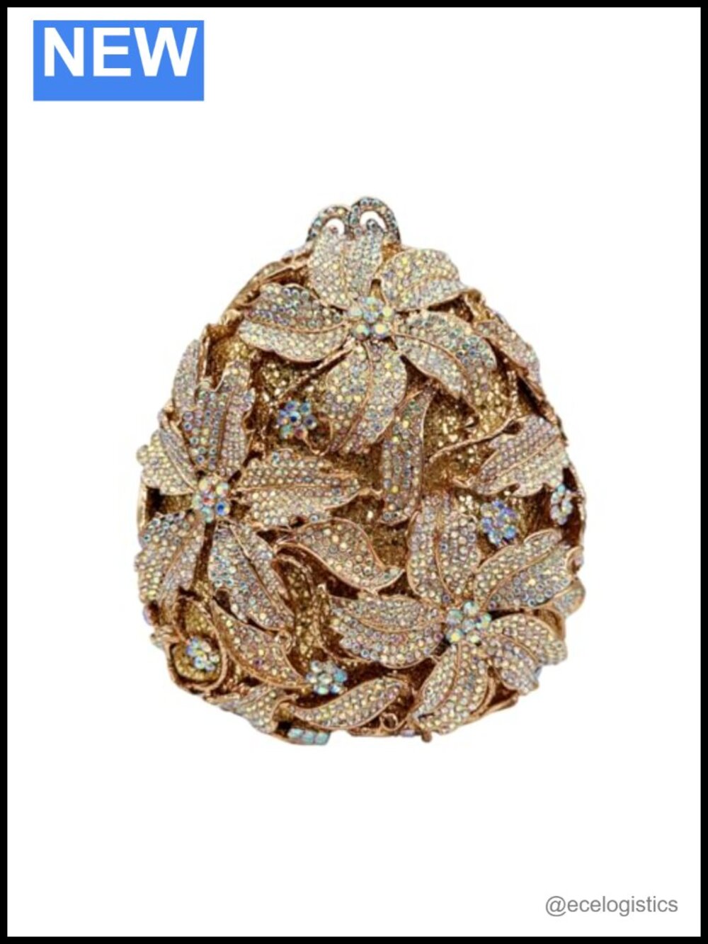 Crystal Rhinestone Evening Clutch Bag Cylindrical Metal Frame Formal Bridal